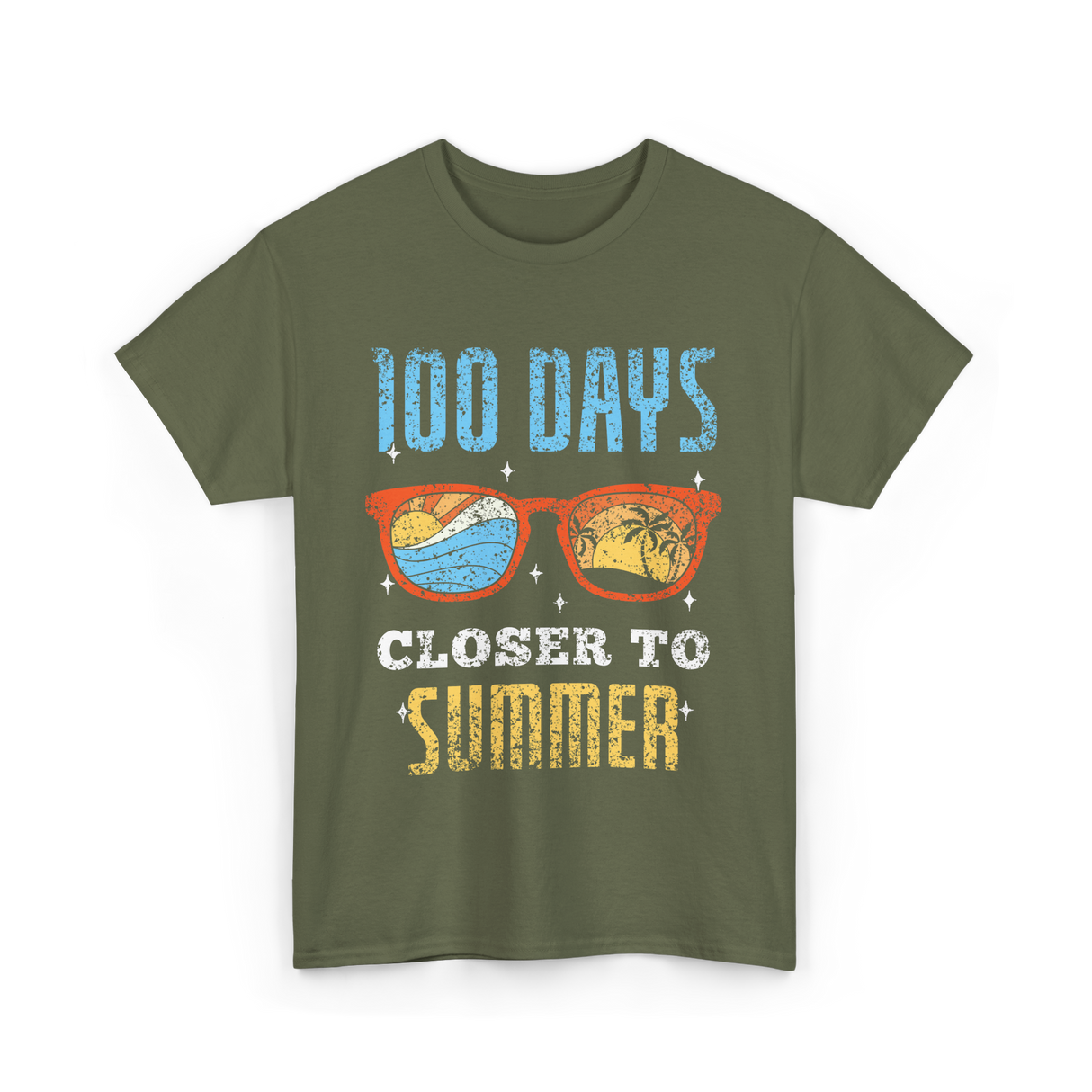 100 Days Closer To Summer Summer Fun T-Shirt - Military Green