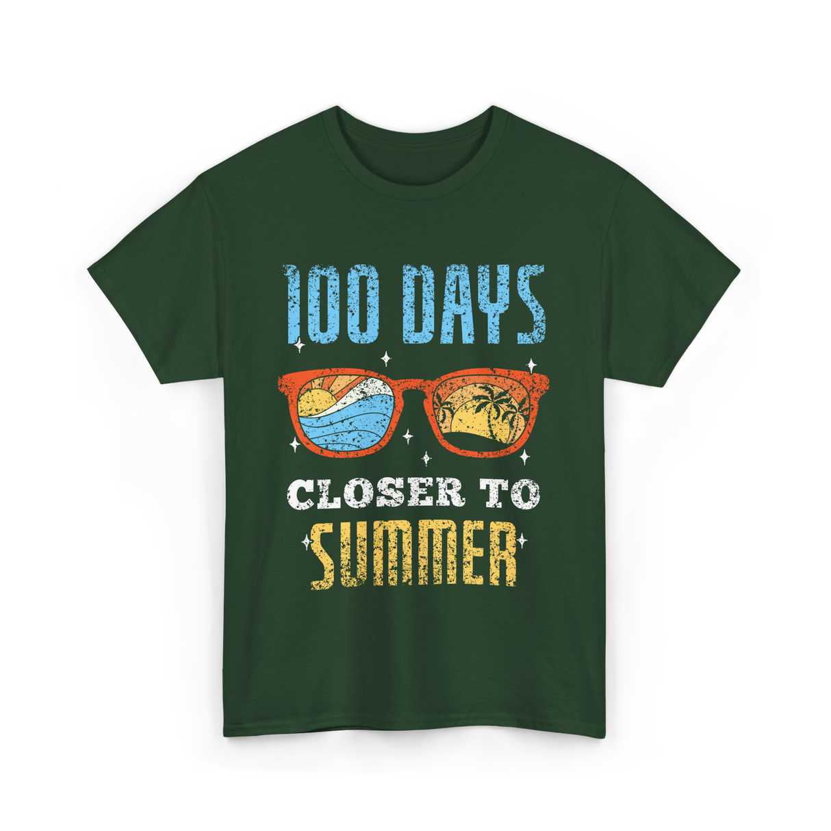 100 Days Closer To Summer Summer Fun T-Shirt - Forest Green