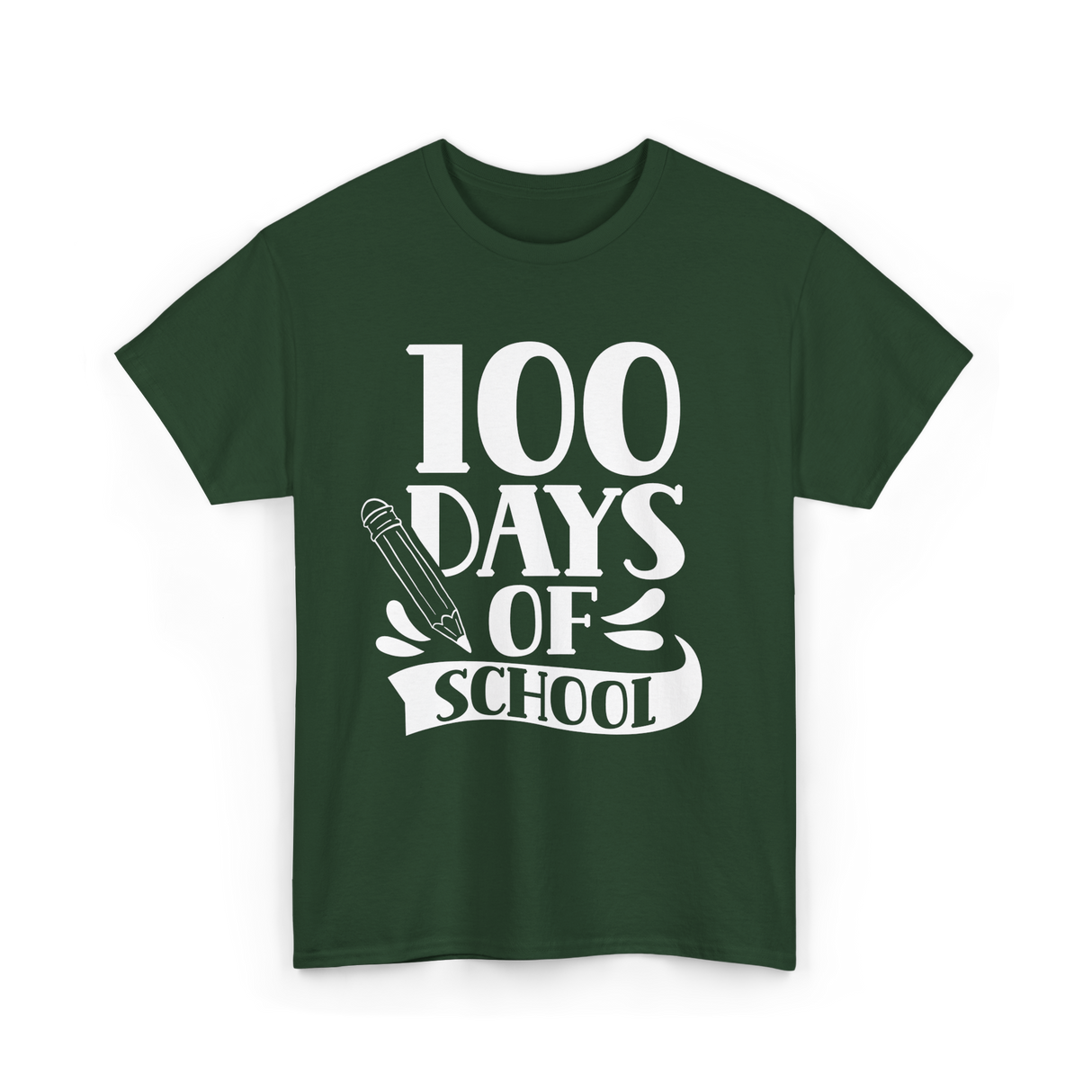 100 Days Of School Kids Education T-Shirt - Forest Green