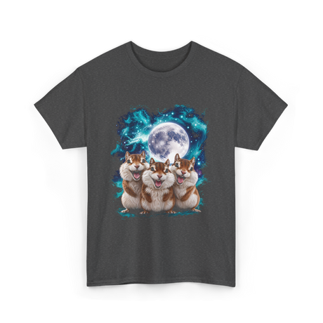 3 Squirrel Moon Squirrel Art T-Shirt - Dark Heather