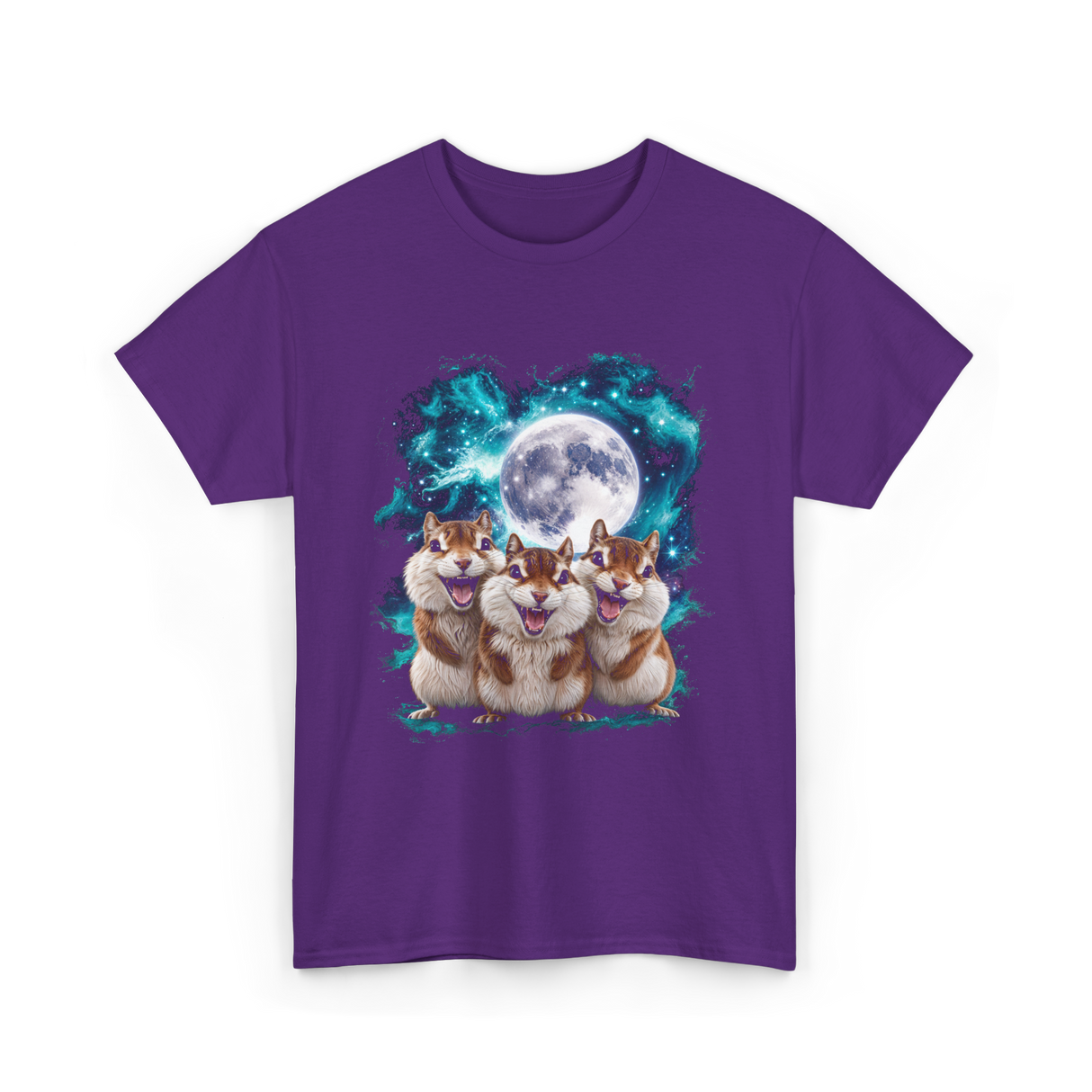3 Squirrel Moon Squirrel Art T-Shirt - Purple