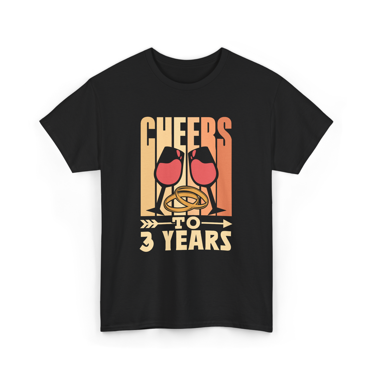 3 Years To Marriage Anniversary T-Shirt - Black