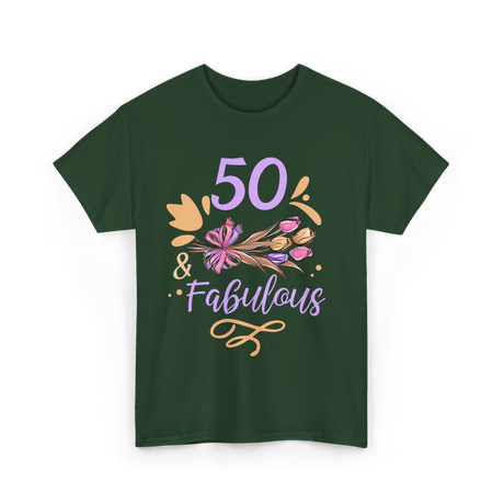 50 Fabulous Birthday Celebration T-Shirt - Forest Green