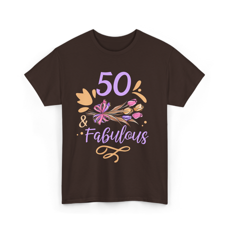 50 Fabulous Birthday Celebration T-Shirt - Dark Chocolate