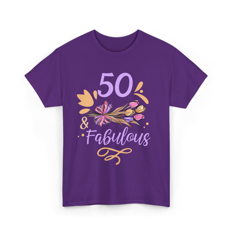 50 Fabulous Birthday Celebration T-Shirt - Purple