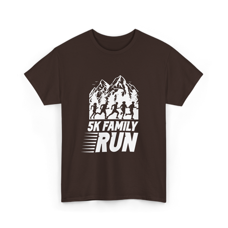 5K Family Run Running Runners T-Shirt - Dark Chocolate