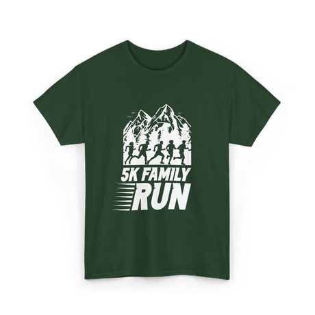 5K Family Run Running Runners T-Shirt - Forest Green