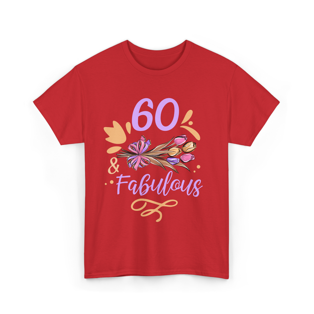 60 And Fabulous Birthday Celebrations T-Shirt - Red