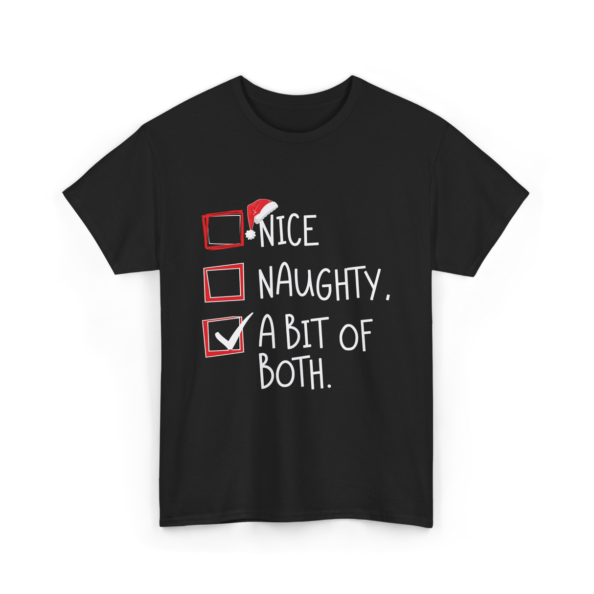 A Bit of Both Christmas Nice Naughty T-Shirt - Black