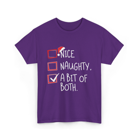 A Bit of Both Christmas Nice Naughty T-Shirt - Purple