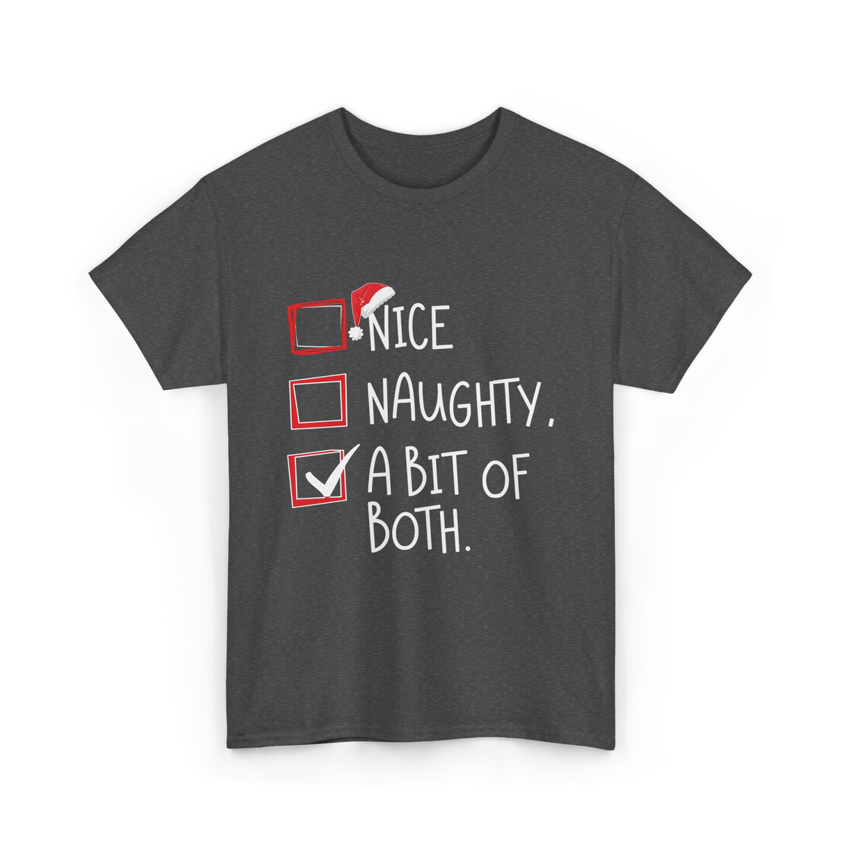 A Bit of Both Christmas Nice Naughty T-Shirt - Dark Heather