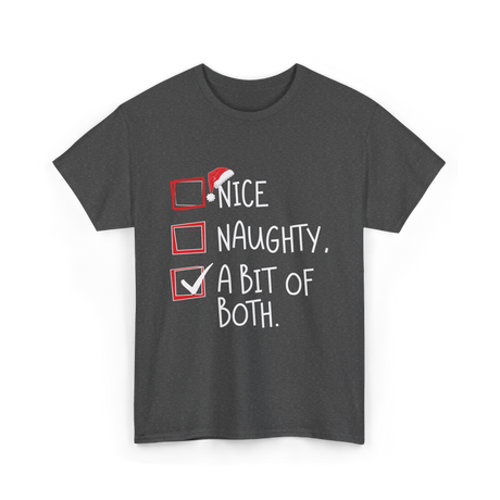 A Bit of Both Christmas Nice Naughty T-Shirt - Dark Heather
