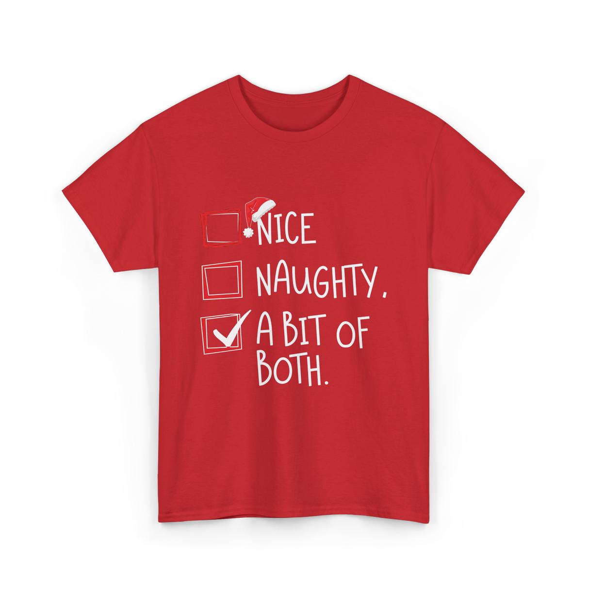 A Bit of Both Christmas Nice Naughty T-Shirt - Red