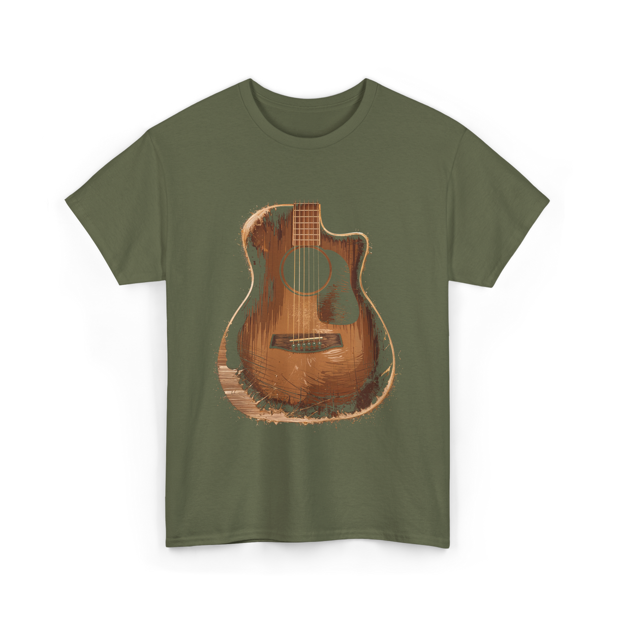 Acoustic Guitar Music Player T-Shirt - Military Green