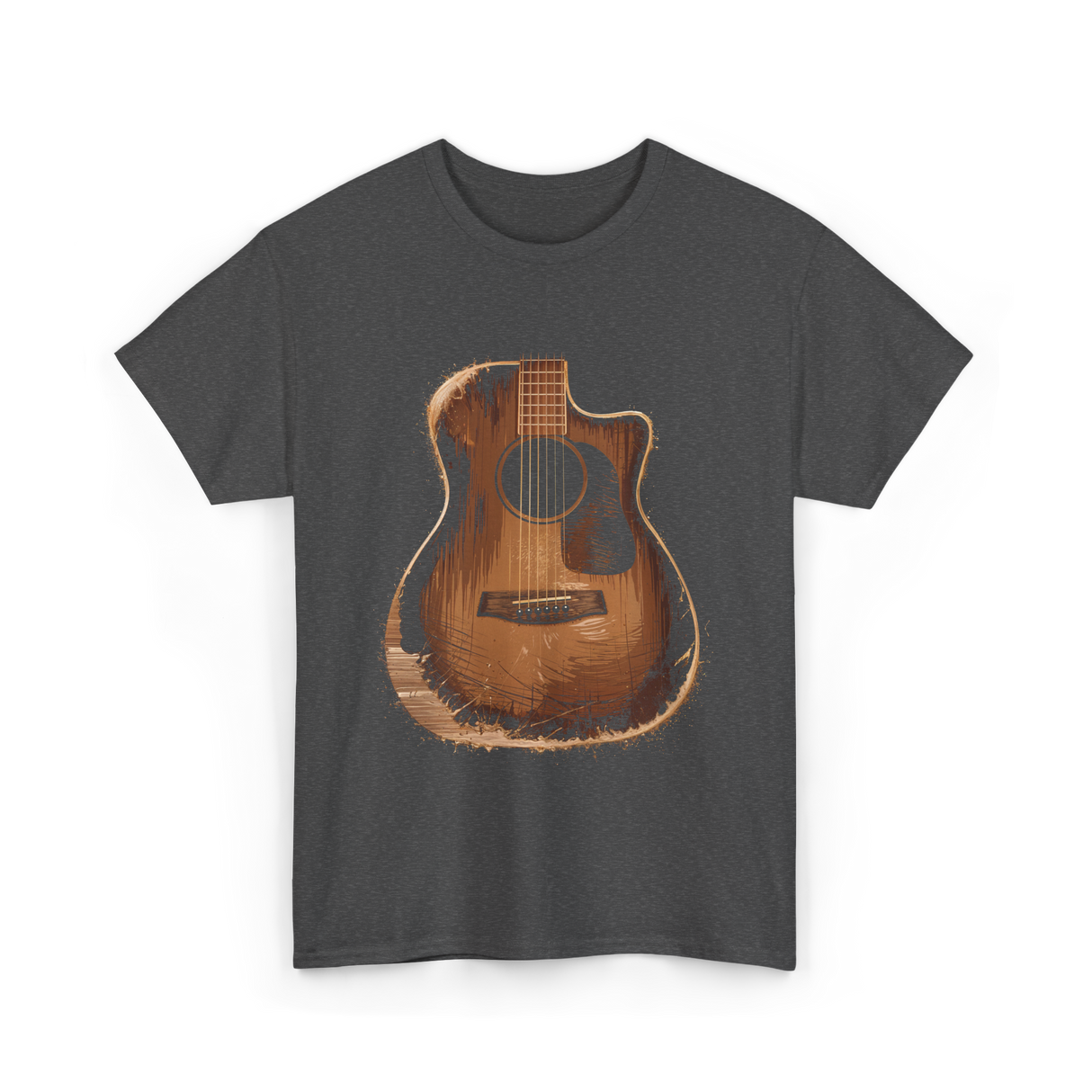 Acoustic Guitar Music Player T-Shirt - Dark Heather