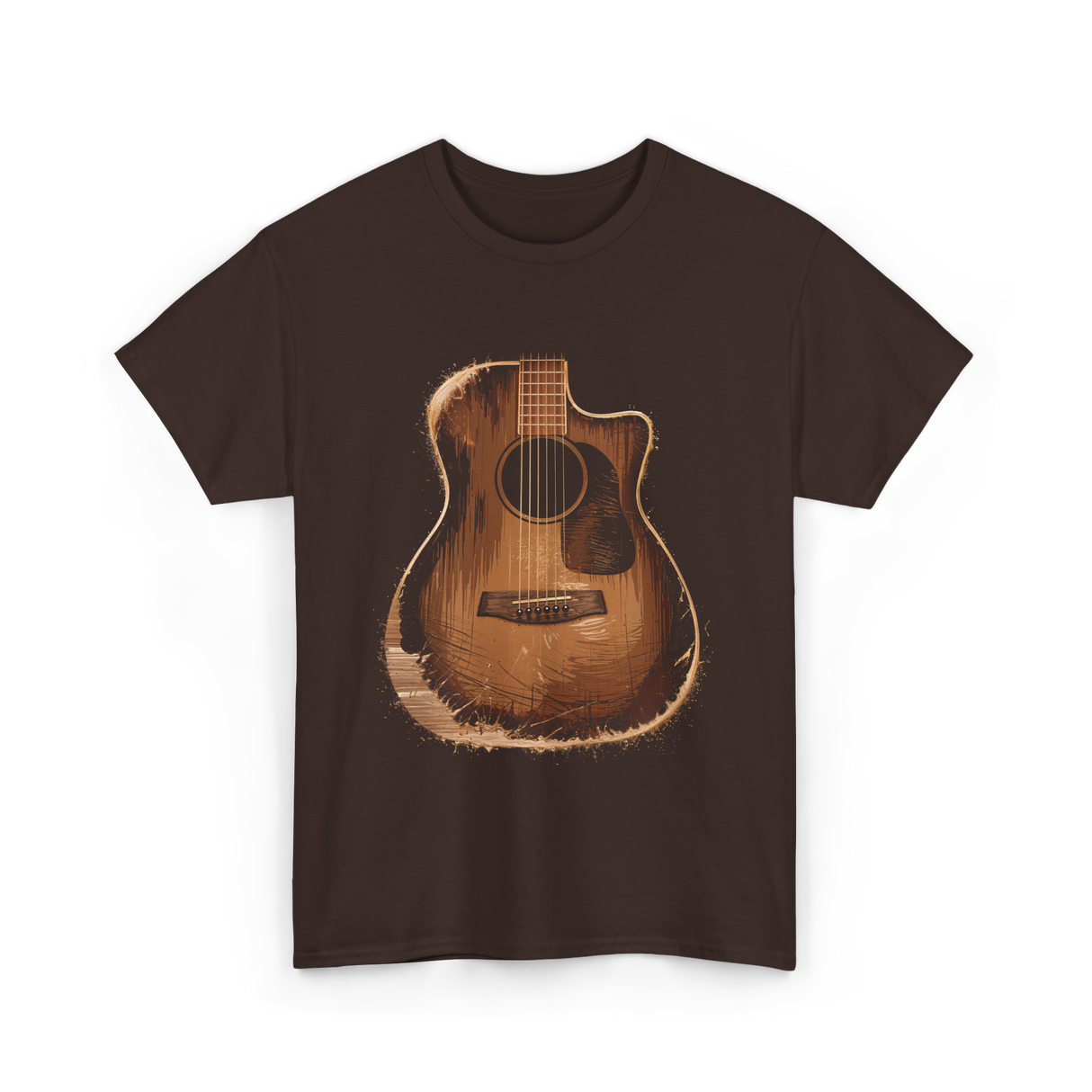 Acoustic Guitar Music Player T-Shirt - Dark Chocolate