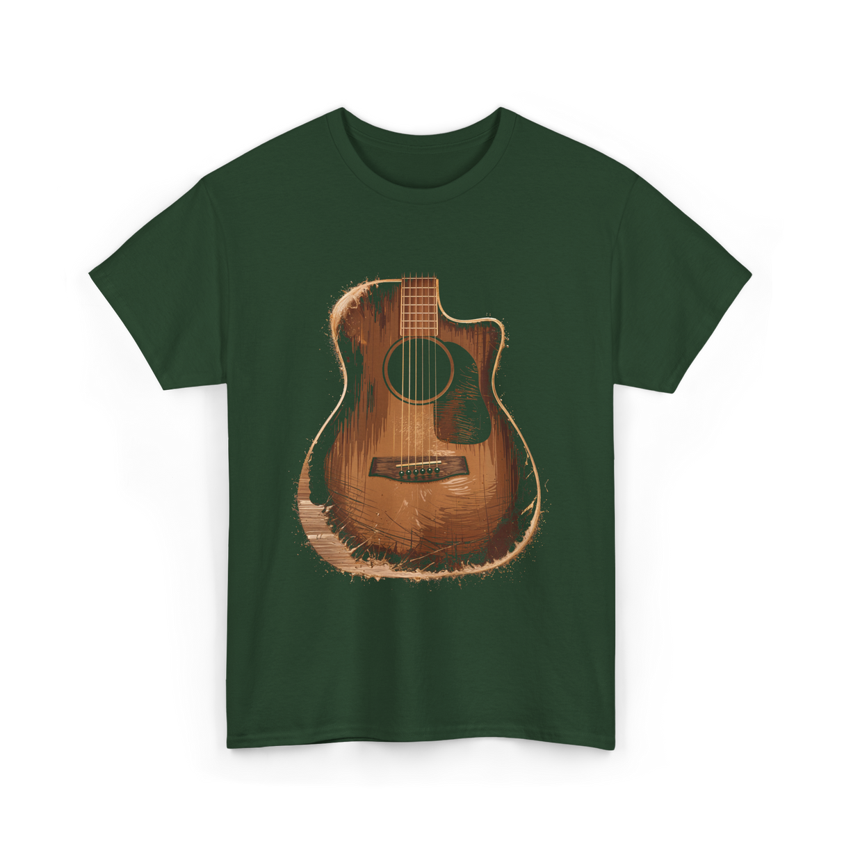 Acoustic Guitar Music Player T-Shirt - Forest Green