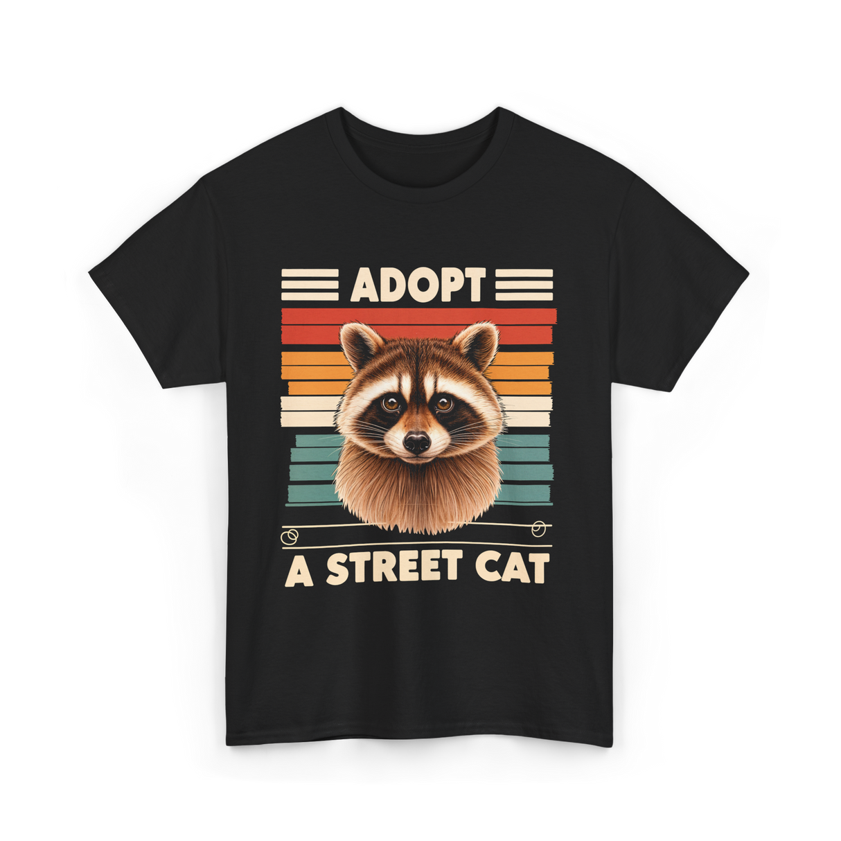 Adopt A Street Cat Raccoon T-Shirt - Black