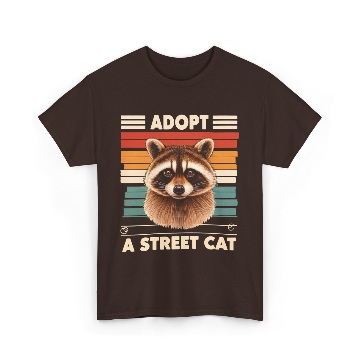 Adopt A Street Cat Raccoon T-Shirt - Dark Chocolate