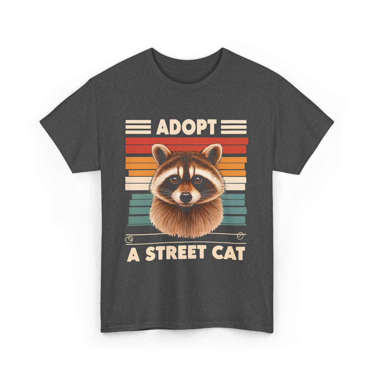 Adopt A Street Cat Raccoon T-Shirt - Dark Heather