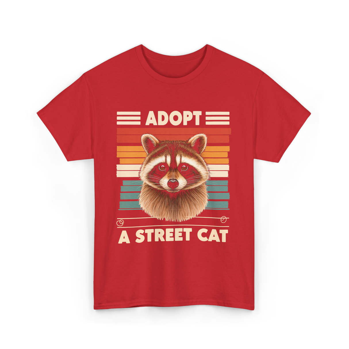 Adopt A Street Cat Raccoon T-Shirt - Red