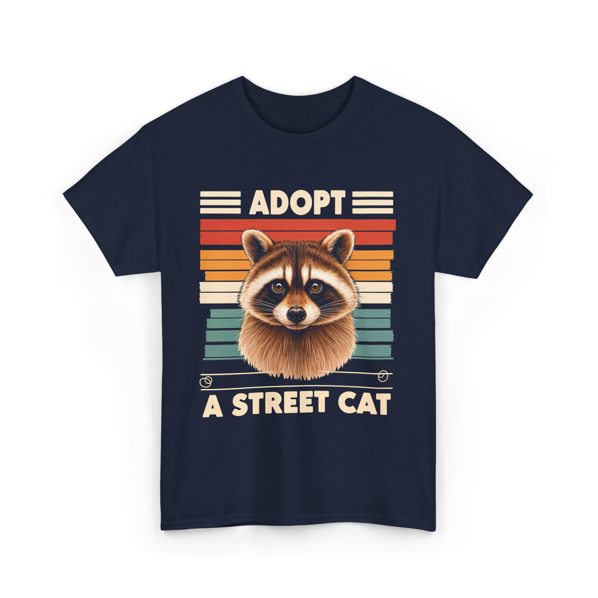Adopt A Street Cat Raccoon T-Shirt - Navy
