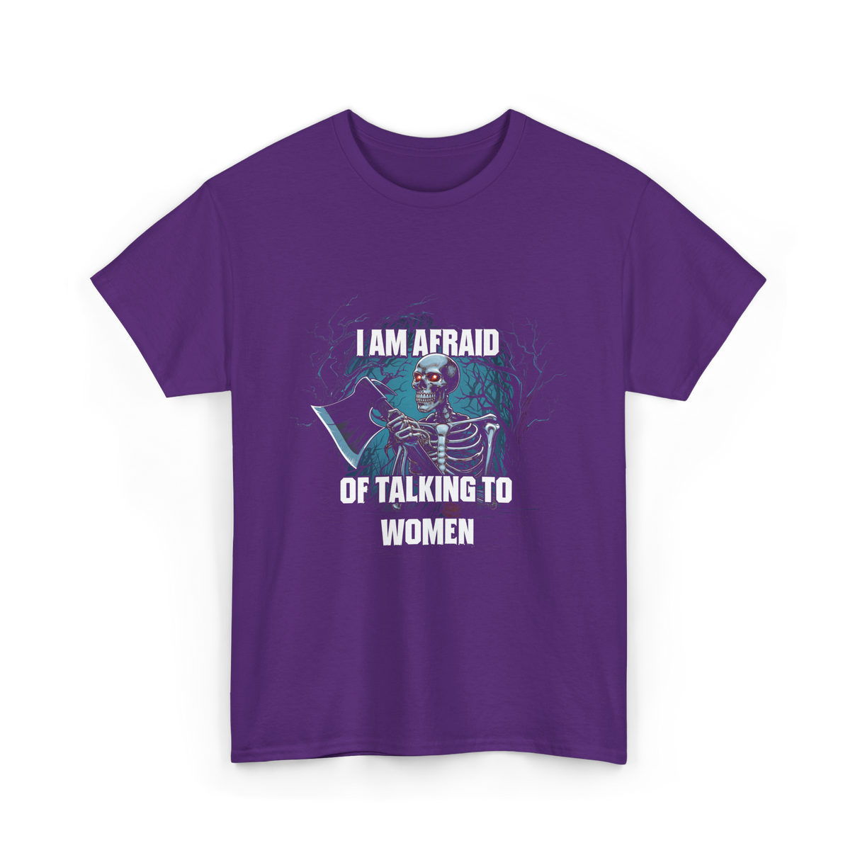 Afraid Talking Women Skeleton T-Shirt - Purple