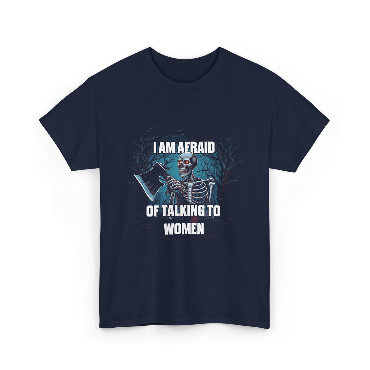 Afraid Talking Women Skeleton T-Shirt - Navy