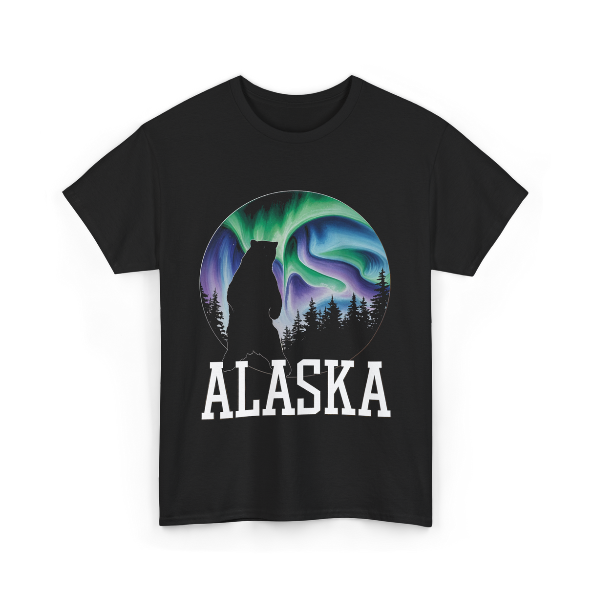 Alaska Aurora Bear Nature T-Shirt - Black