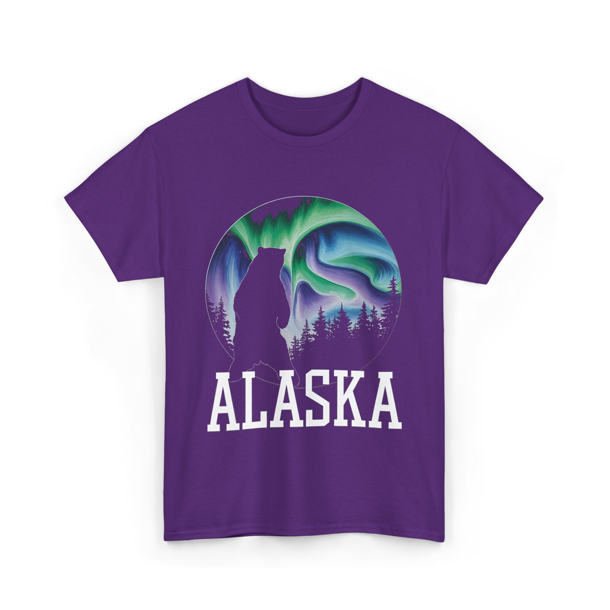 Alaska Aurora Bear Nature T-Shirt - Purple