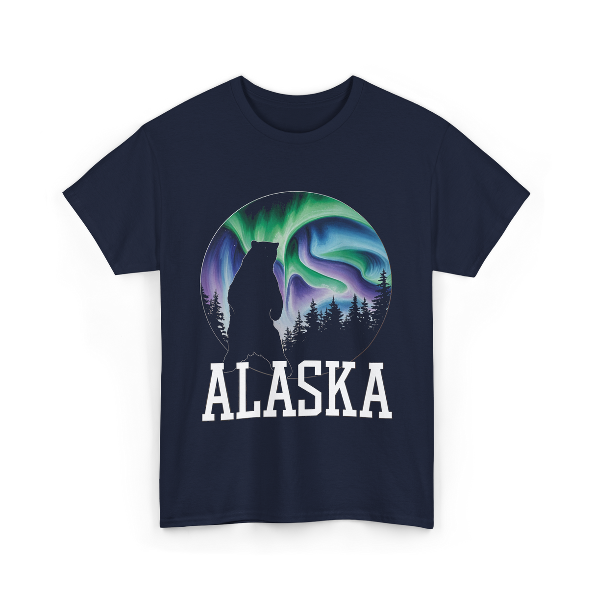 Alaska Aurora Bear Nature T-Shirt - Navy