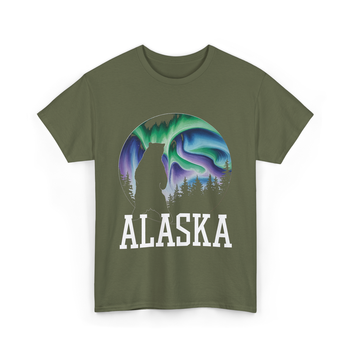 Alaska Aurora Bear Nature T-Shirt - Military Green