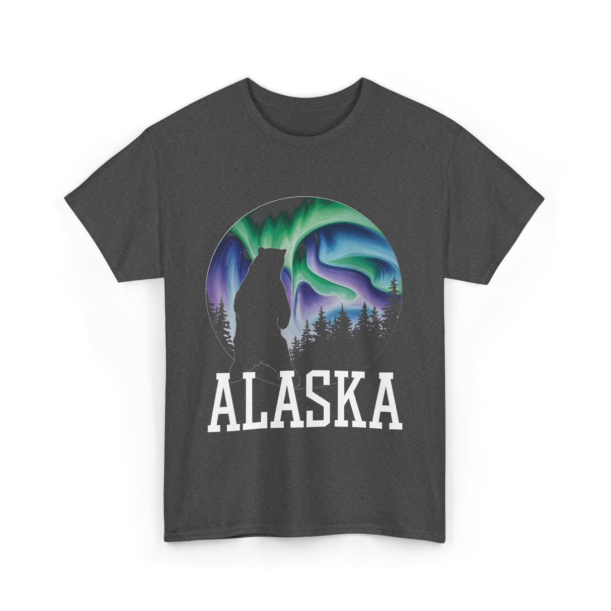 Alaska Aurora Bear Nature T-Shirt - Dark Heather
