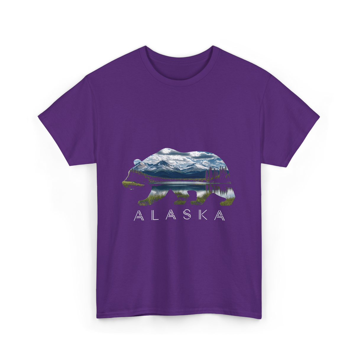 Alaska Bear Nature Landscape T-Shirt - Purple