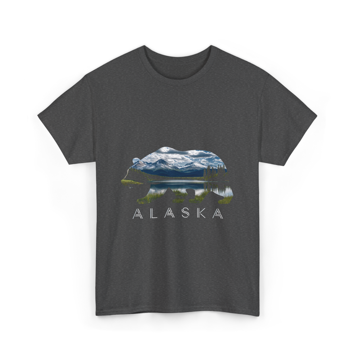 Alaska Bear Nature Landscape T-Shirt - Dark Heather