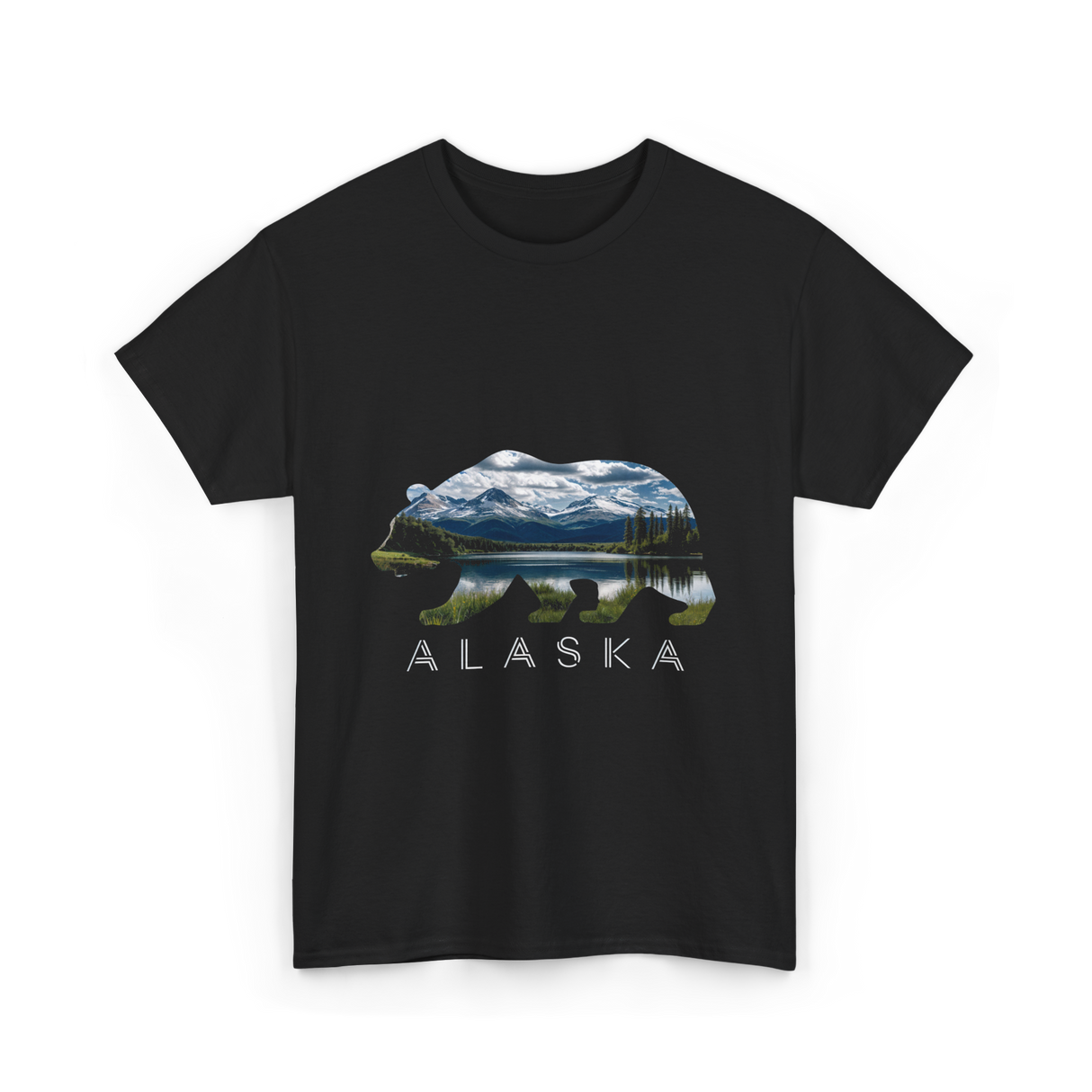 Alaska Bear Nature Landscape T-Shirt - Black