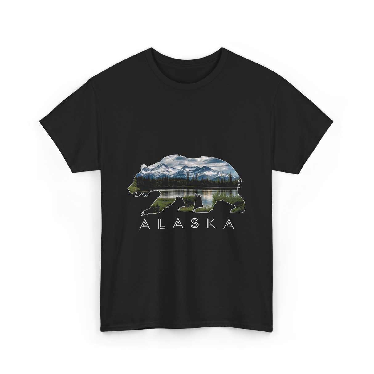 Alaska Bear Scenic Nature T-Shirt - Black