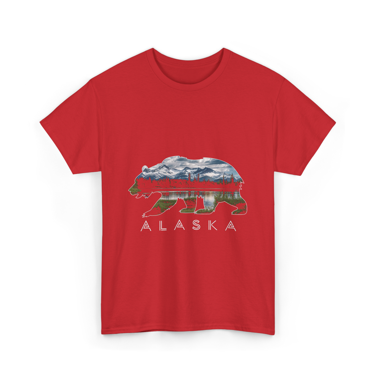Alaska Bear Scenic Nature T-Shirt - Red