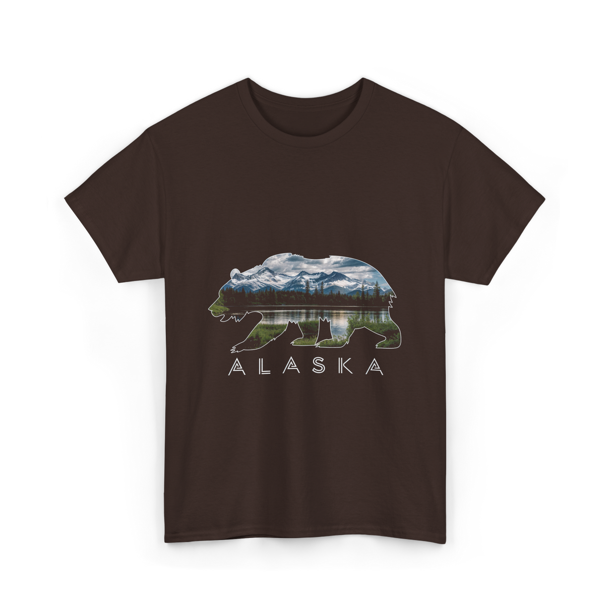 Alaska Bear Scenic Nature T-Shirt - Dark Chocolate