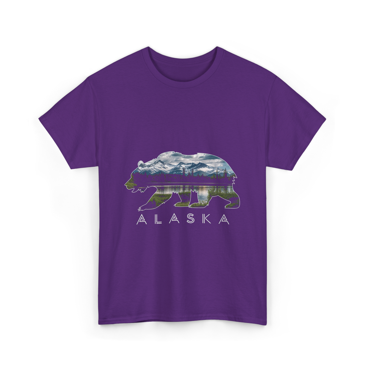 Alaska Bear Scenic Nature T-Shirt - Purple