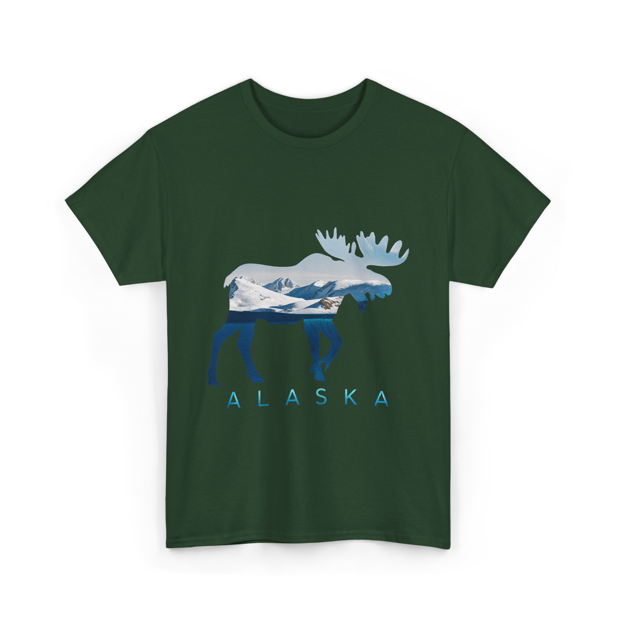 Alaska Moose Wildlife Nature T-Shirt - Forest Green
