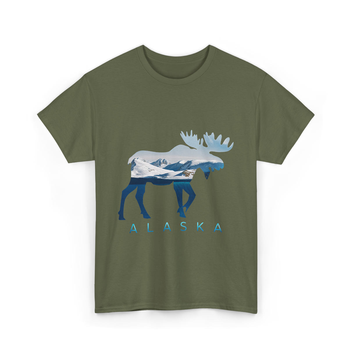 Alaska Moose Wildlife Nature T-Shirt - Military Green