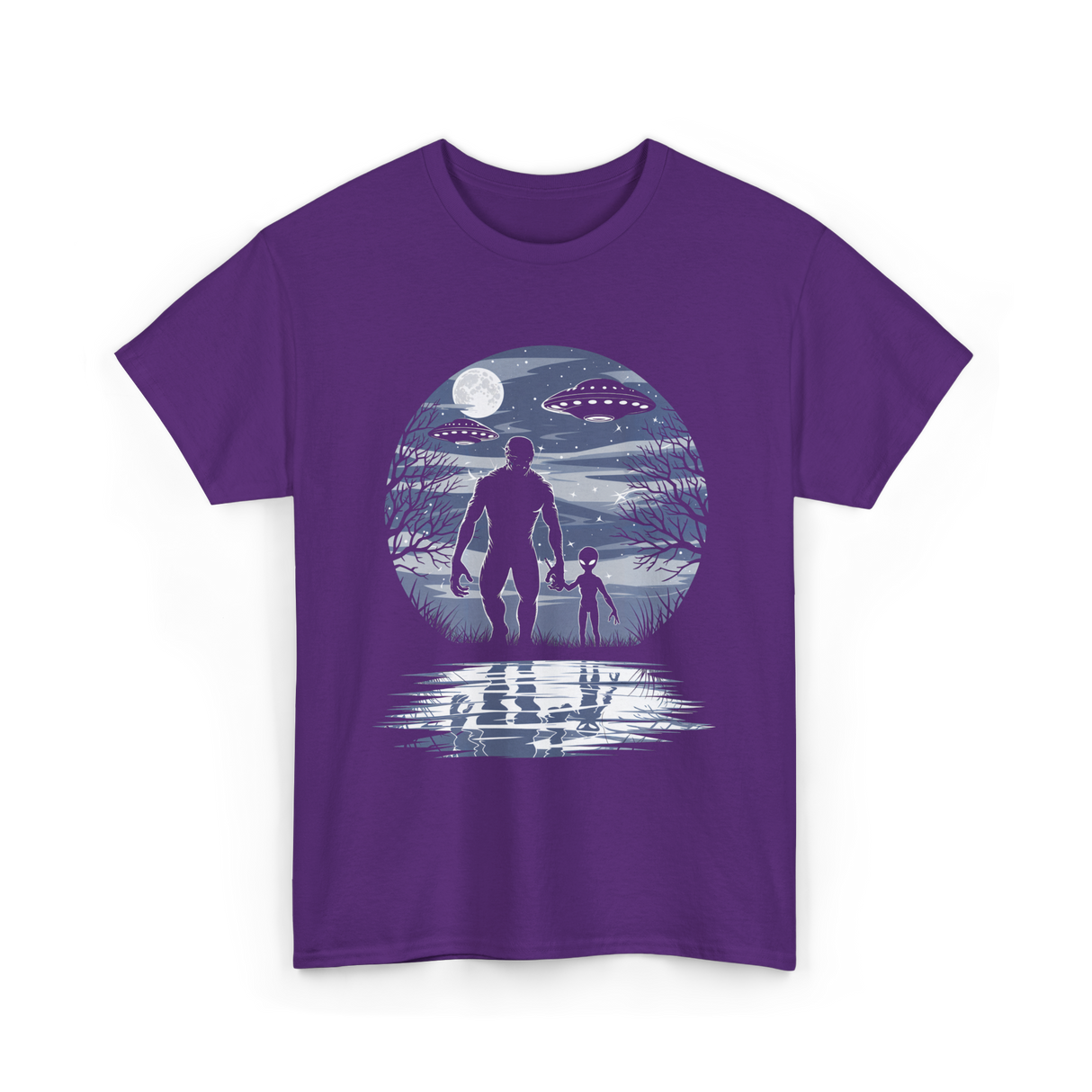 Alien Bigfoot Moon Sasquatch T-Shirt - Purple