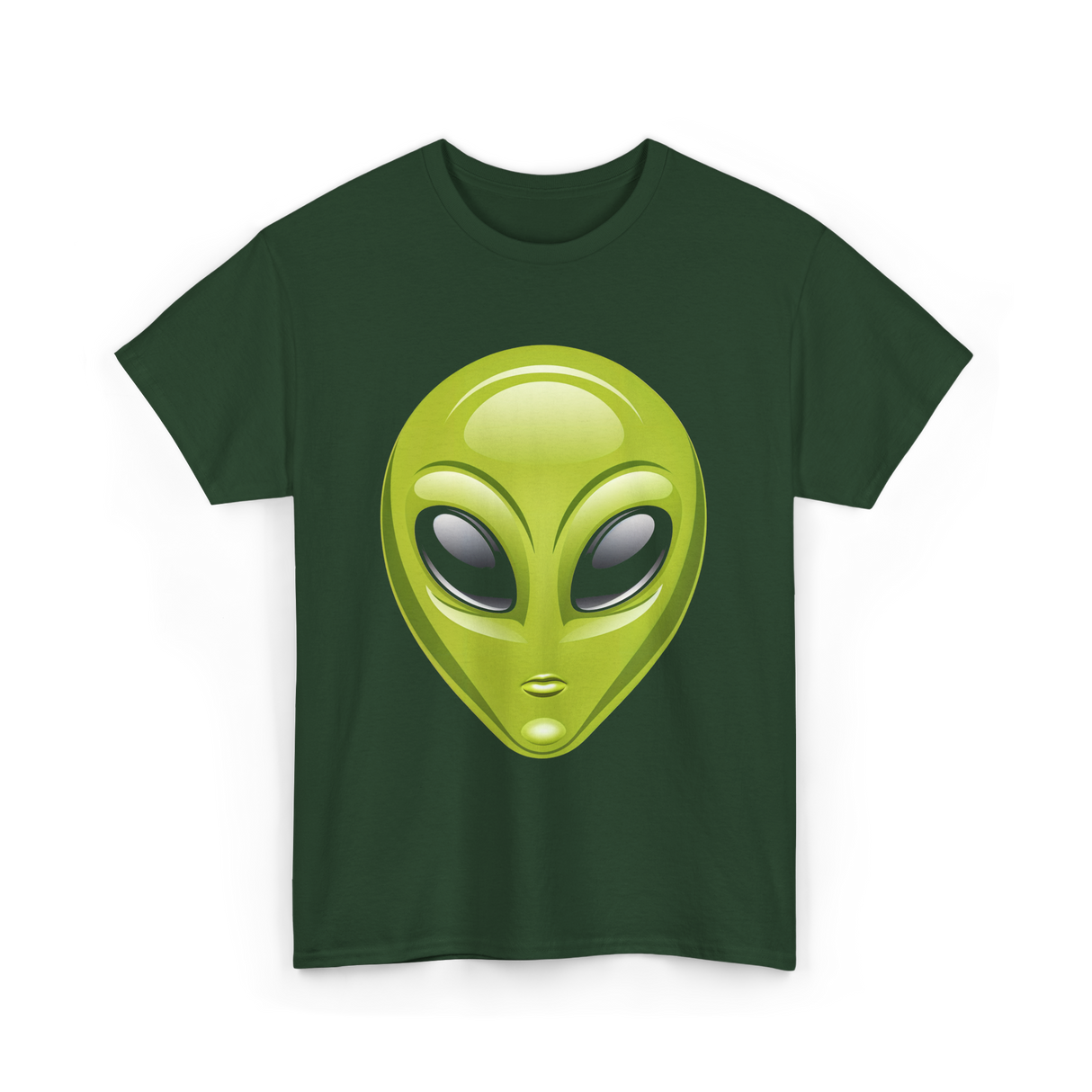 Alien Head Colorful Alien T-Shirt - Forest Green