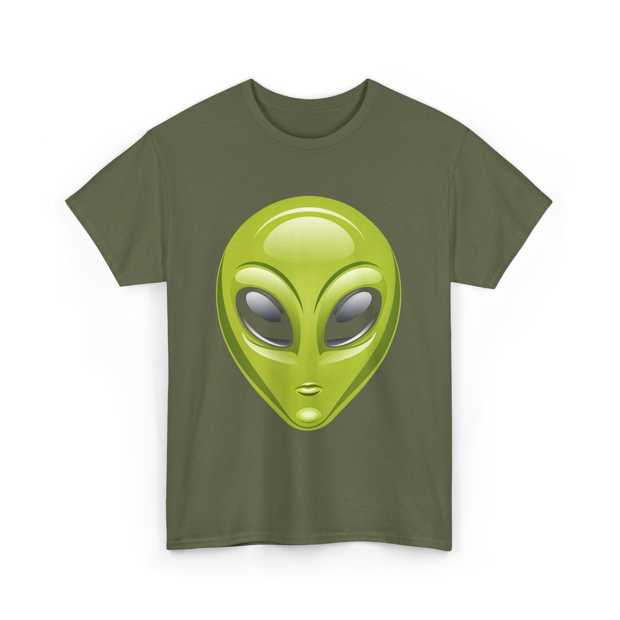 Alien Head Colorful Alien T-Shirt - Military Green