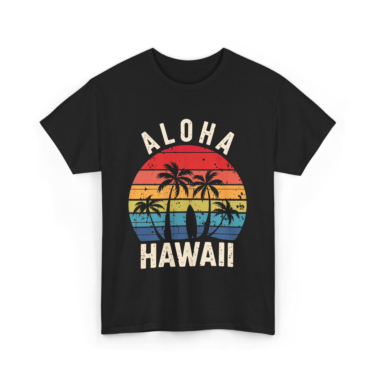 Aloha Hawaii Beach Palms T-Shirt - Black