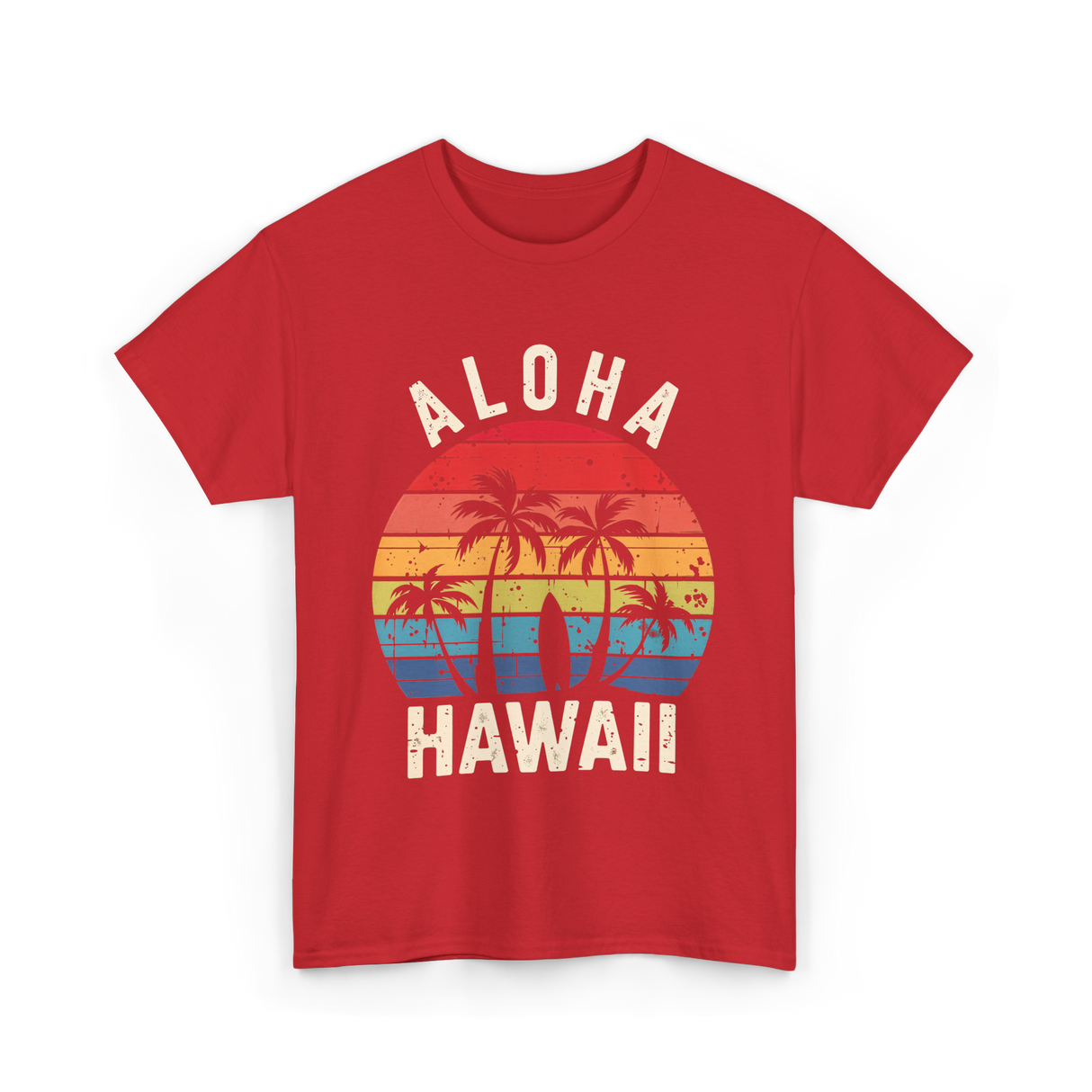 Aloha Hawaii Beach Palms T-Shirt - Red