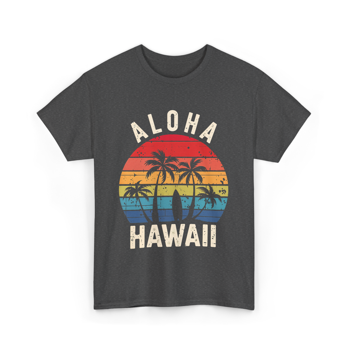 Aloha Hawaii Beach Palms T-Shirt - Dark Heather