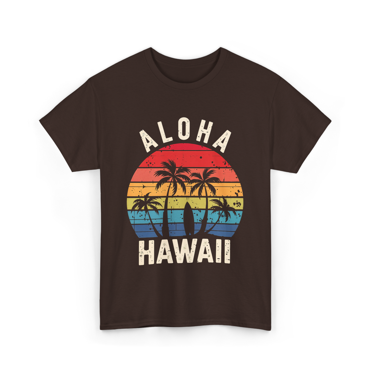 Aloha Hawaii Beach Palms T-Shirt - Dark Chocolate