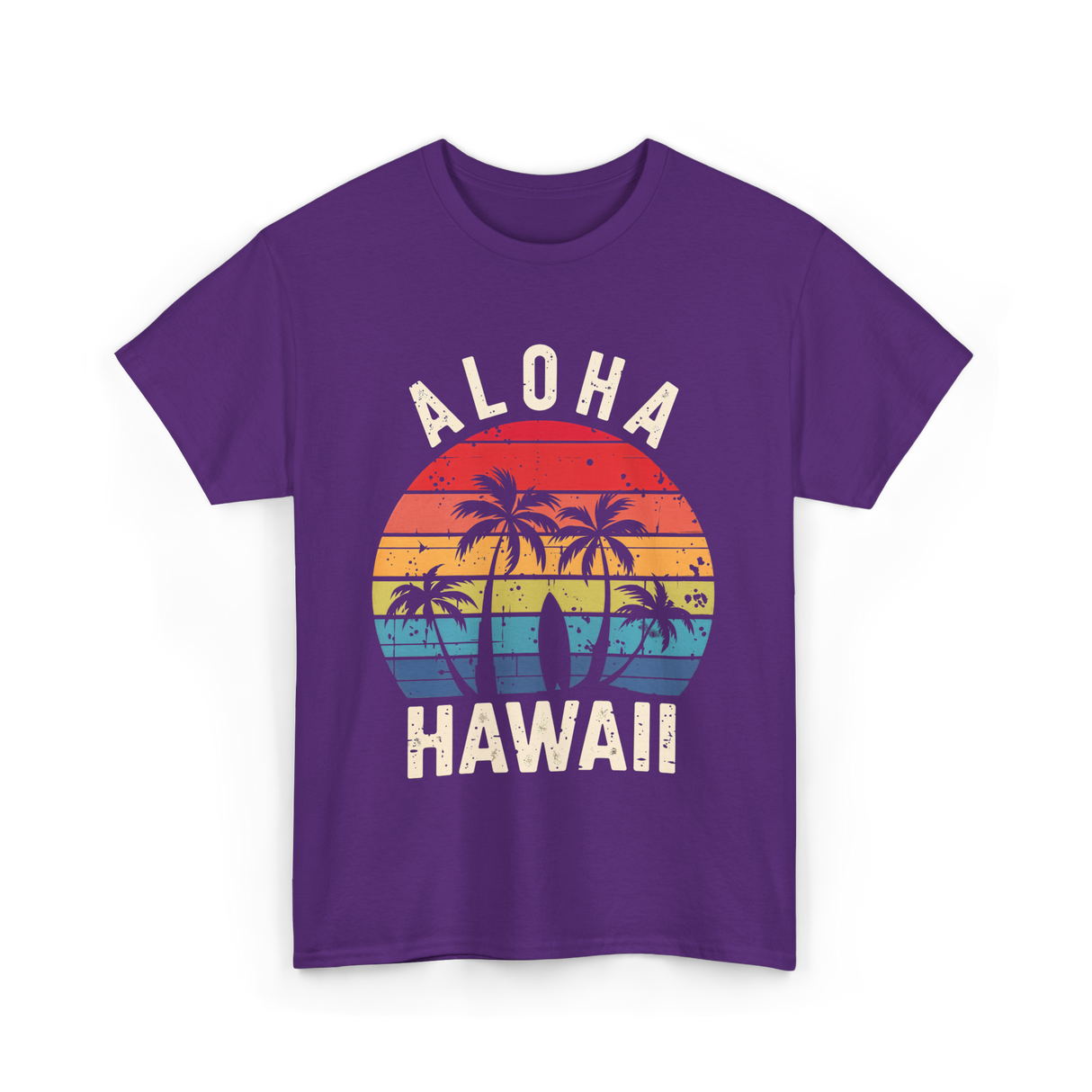Aloha Hawaii Beach Palms T-Shirt - Purple